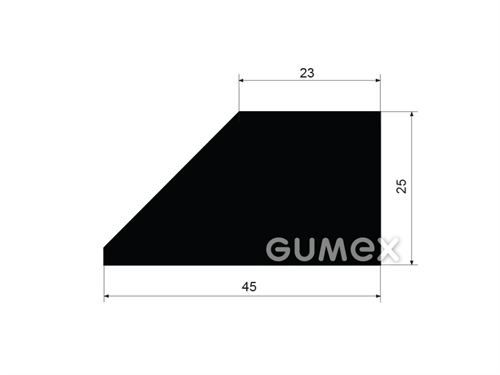 "Trapezförmiges" Gummiprofil, 25x45/23mm, 70°ShA, EPDM, -40°C/+100°C, schwarz, 